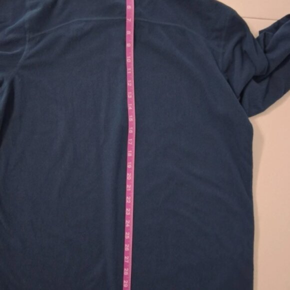 Eddie Bauer Pullover Sweatshirt Mens Sz TL Blue Green 1/4 Zip Pockets Fleece - Picture 8 of 9